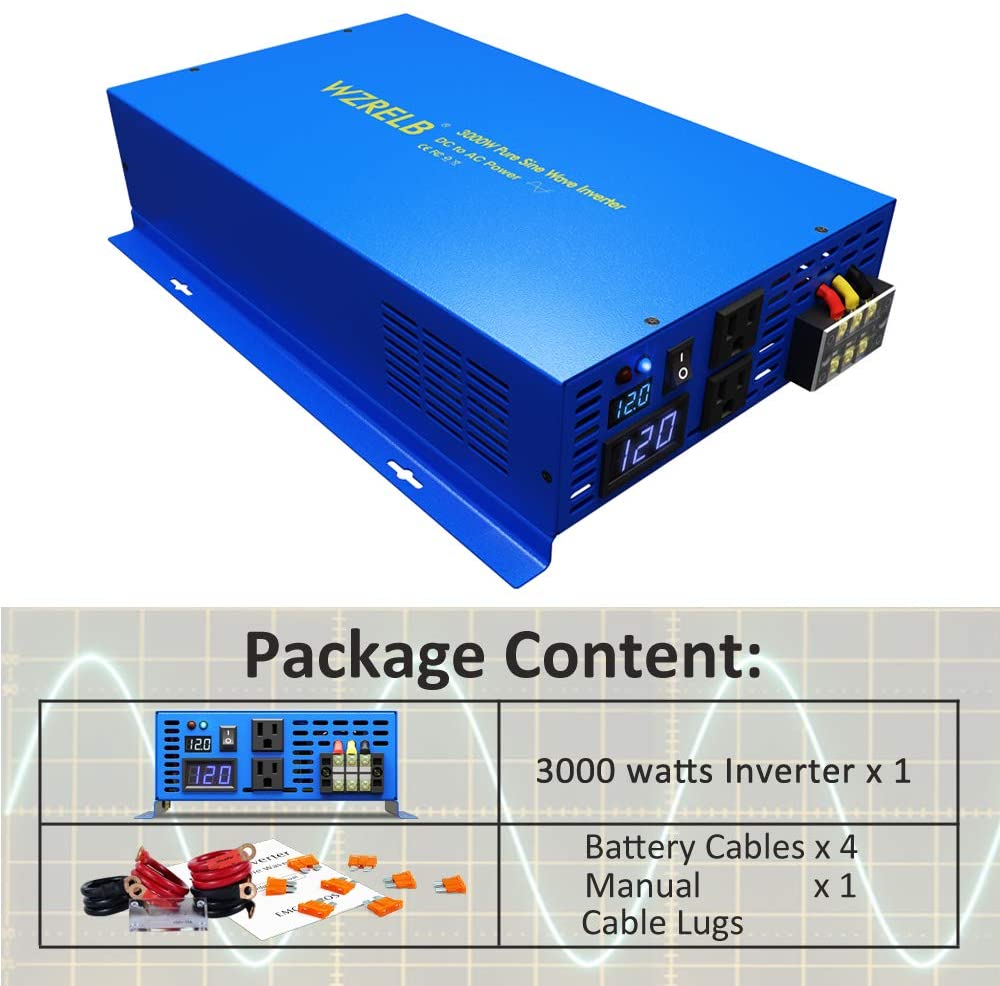 Onduleur de puissance à onde s - Inverter Pure Sine Wave 60Hz 120V 3000W avis et prix