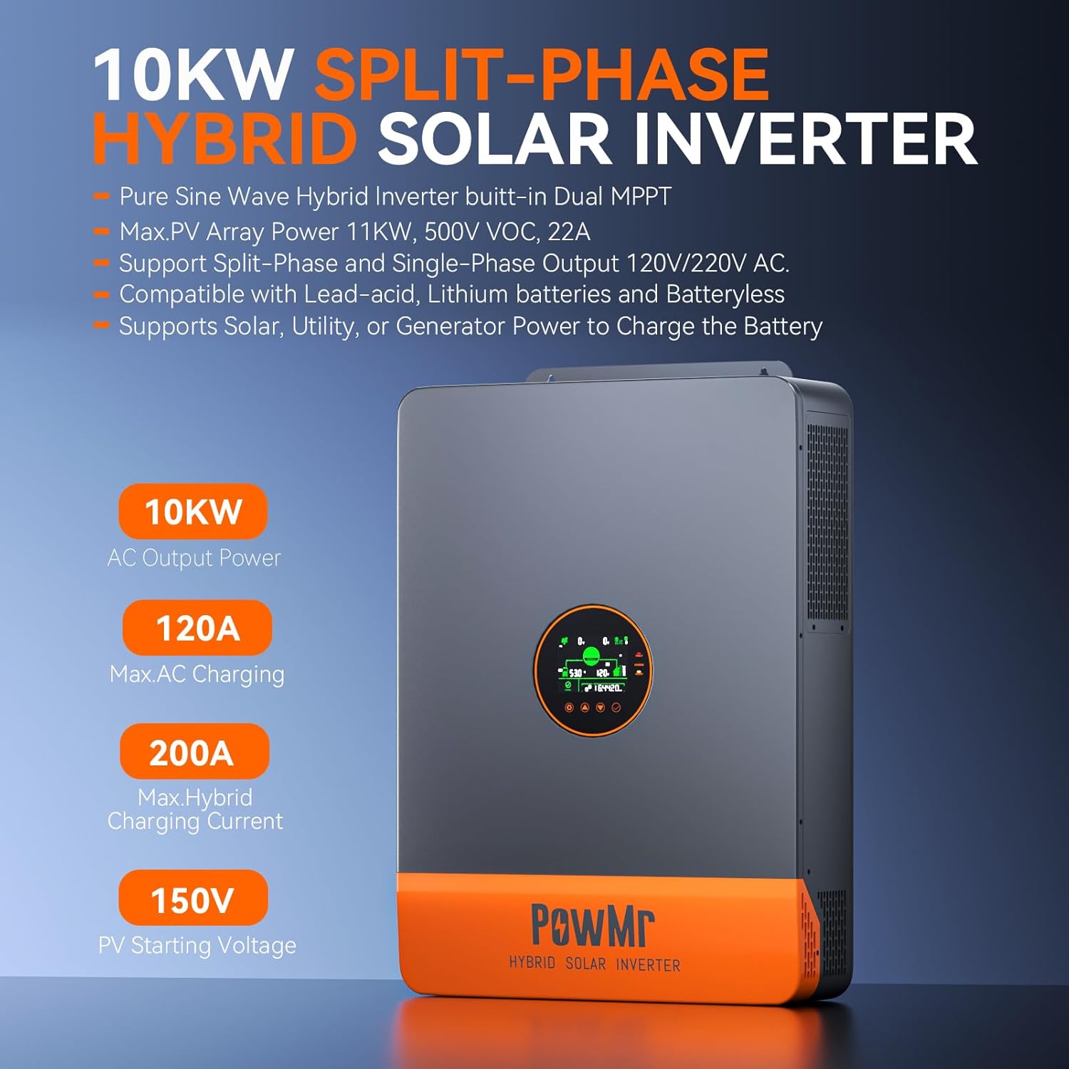 PowMr 10KW onduleur à Phase di - Split Phase Inverter 10Kw 110V 220V avis et prix